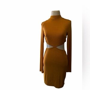 Alice Elle  Mustard Cut-Out bodycon  mini Dress, size 10 AU( S) ,NWT